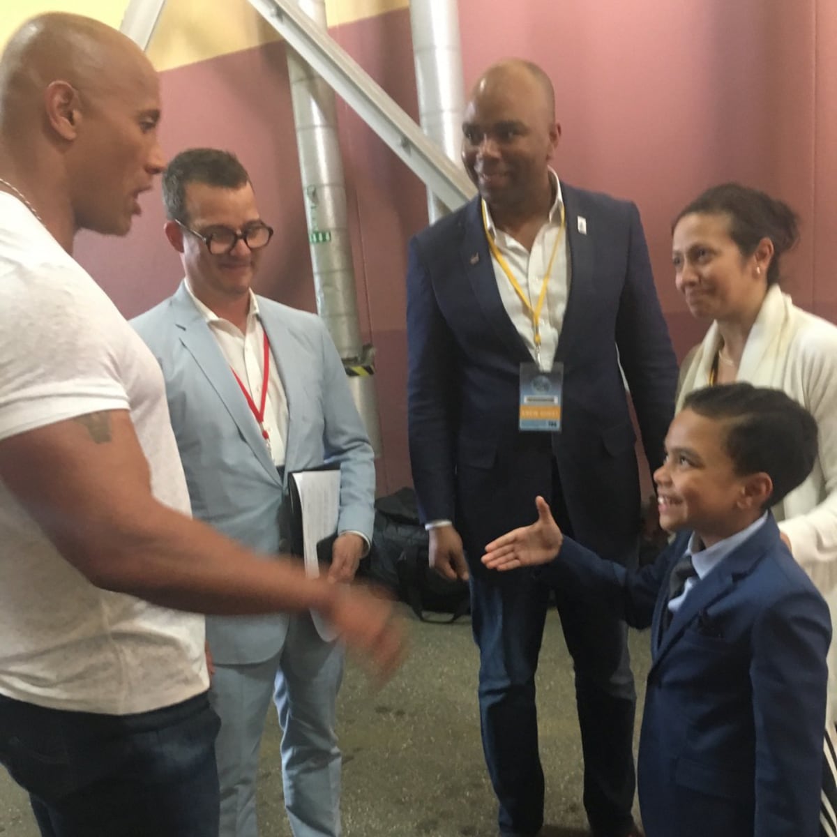 Romanieo Golphin Sr. with Dwayne 'The Rock' Johnson